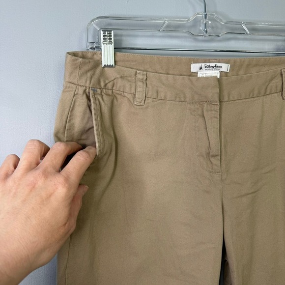 Disney Parks Khaki Tan Capri Pants Blue Embroidered Mickey Mouse Women's Size 12 - Picture 4 of 12